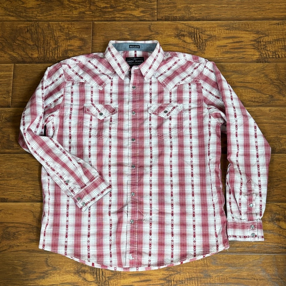 Cody James White & Red Plaid Western Shirt
